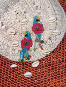 The Blue Parrot – Beaded Bird Drop Earrings for women