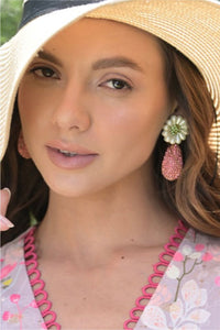 Pink Flower drop Earring