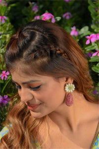 Pink Flower drop Earring