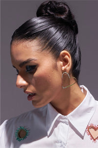 Multicoloured rainbow sweetheart earrings big