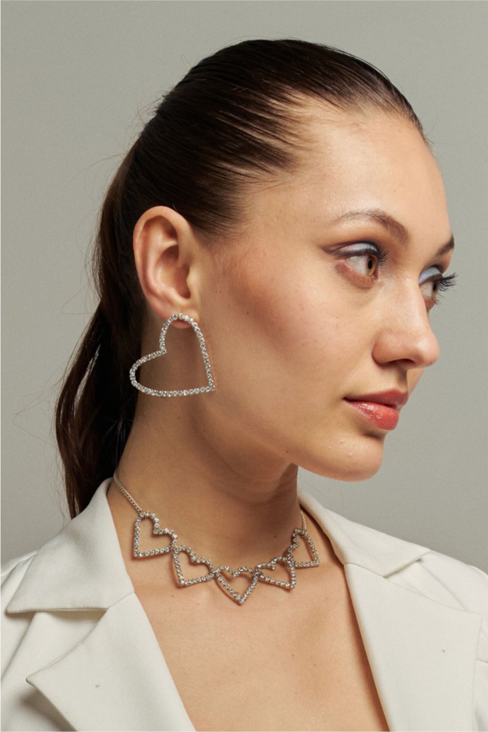 Silver sweetheart earrings big