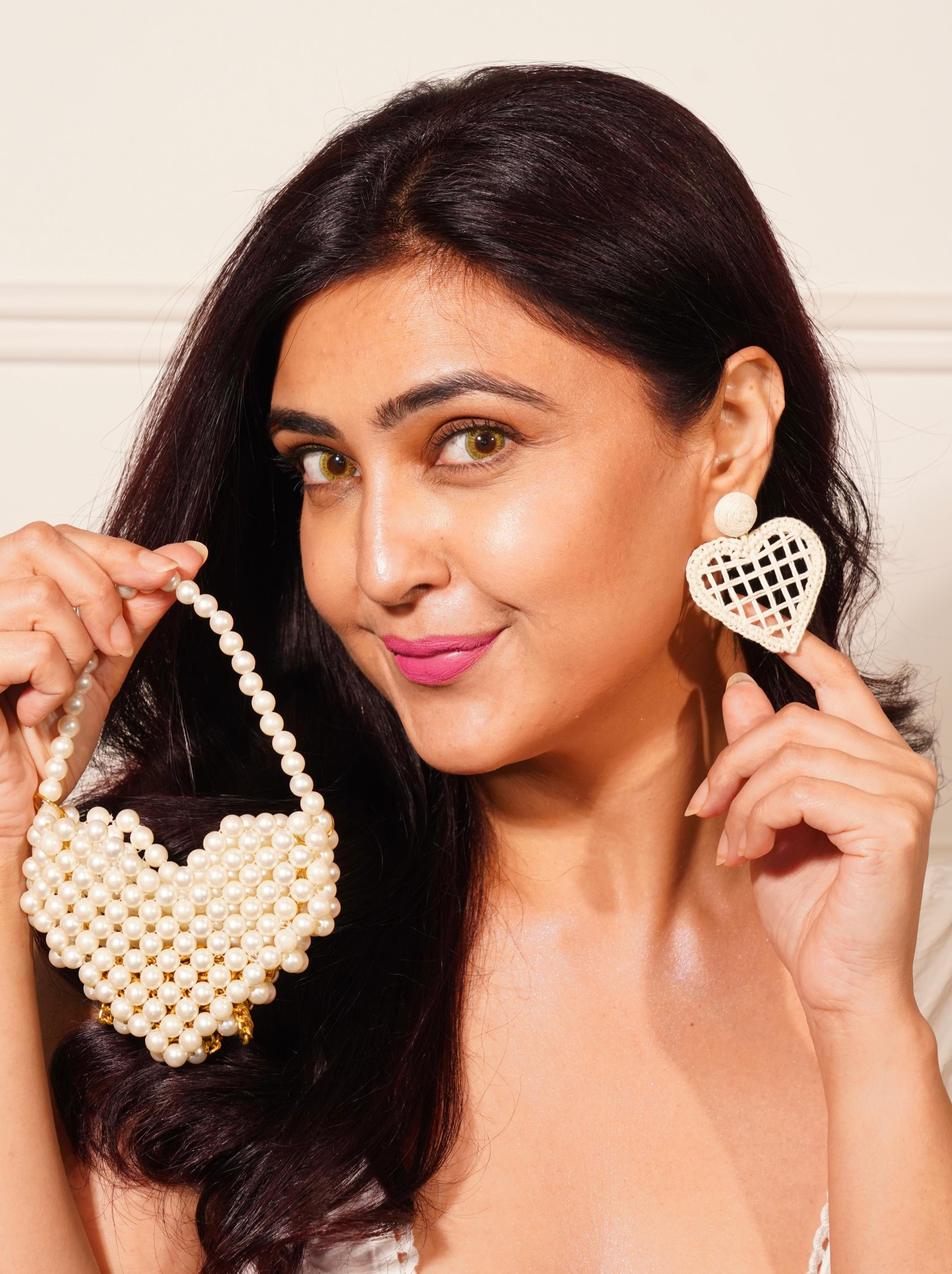 Heart Web Earring | Crochet Earrings | Crochet Heart Earrings for Women