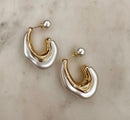 Crescent Pearl Half Hoop Earrings