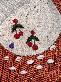 Cherry Blossom Beaded Cherry Dangler Earrings for Women