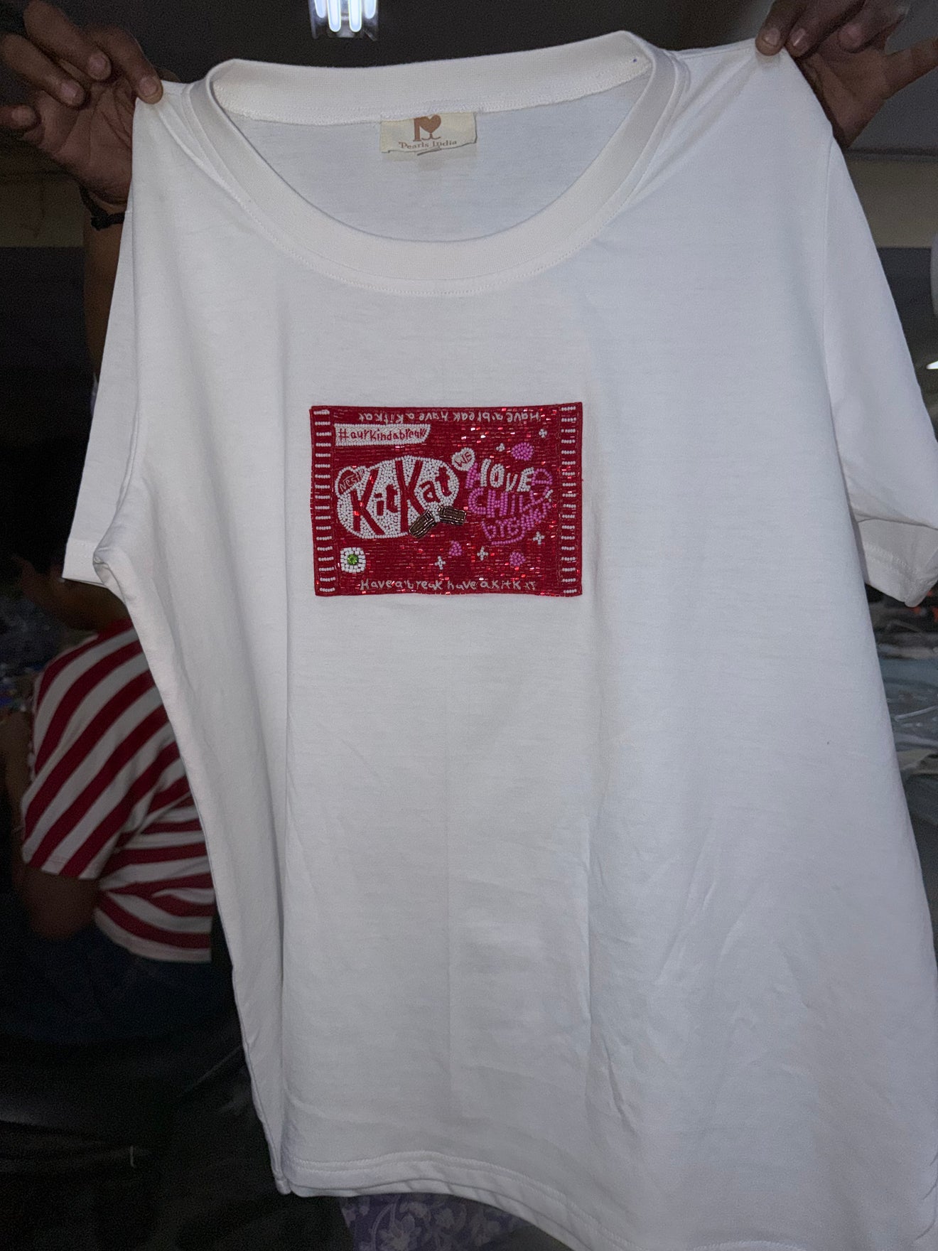 KitKat Graphic Cotton White T Shirt for Women