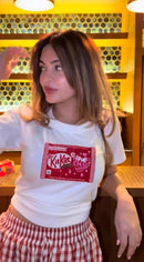 KitKat Graphic Cotton White T Shirt for Women