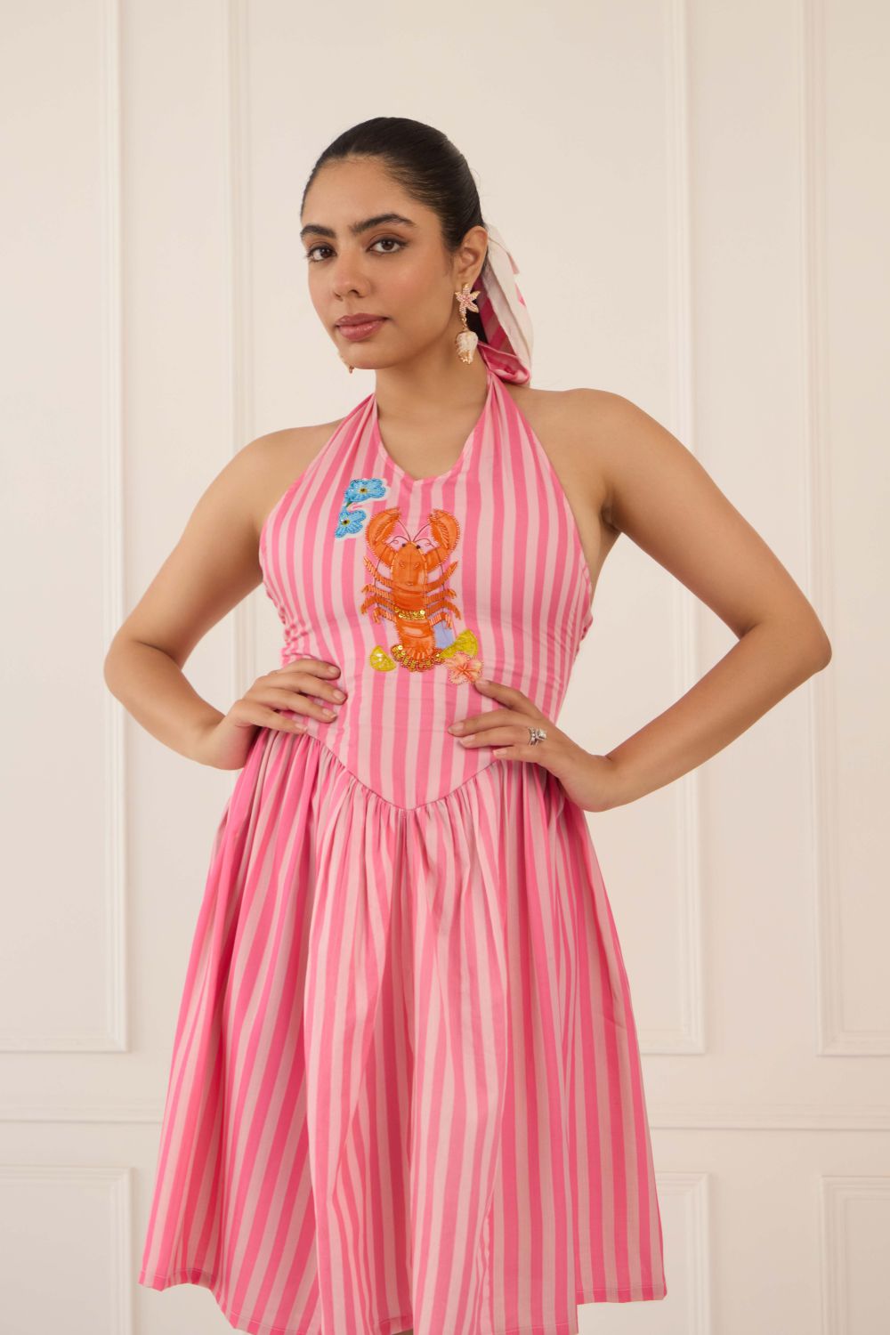 White & Pink Stripe / XS