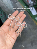 Just Go With The Bow Silver Earrings