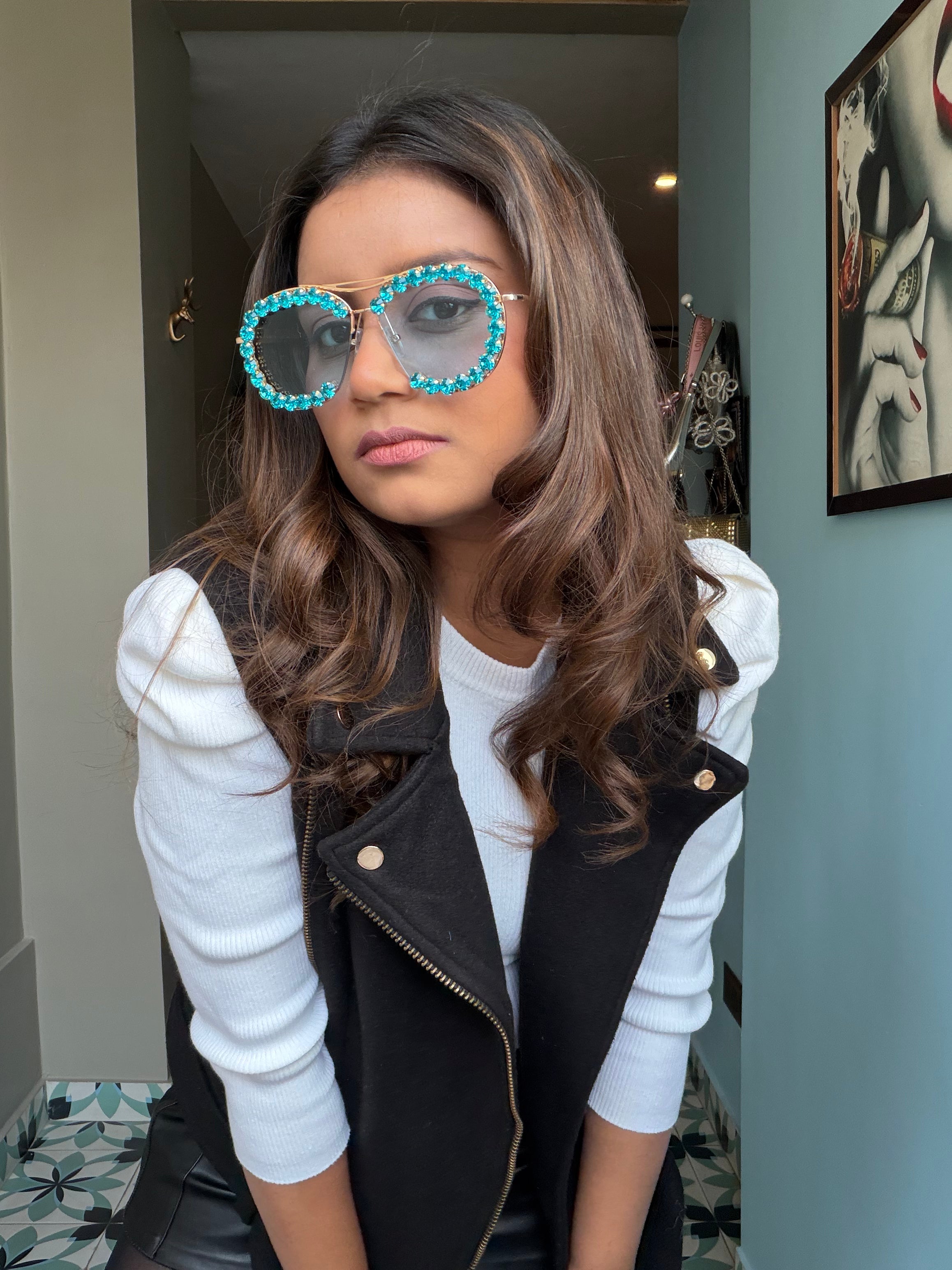 Shine Like a Moon – Trendy Stone Sunglasses for Women