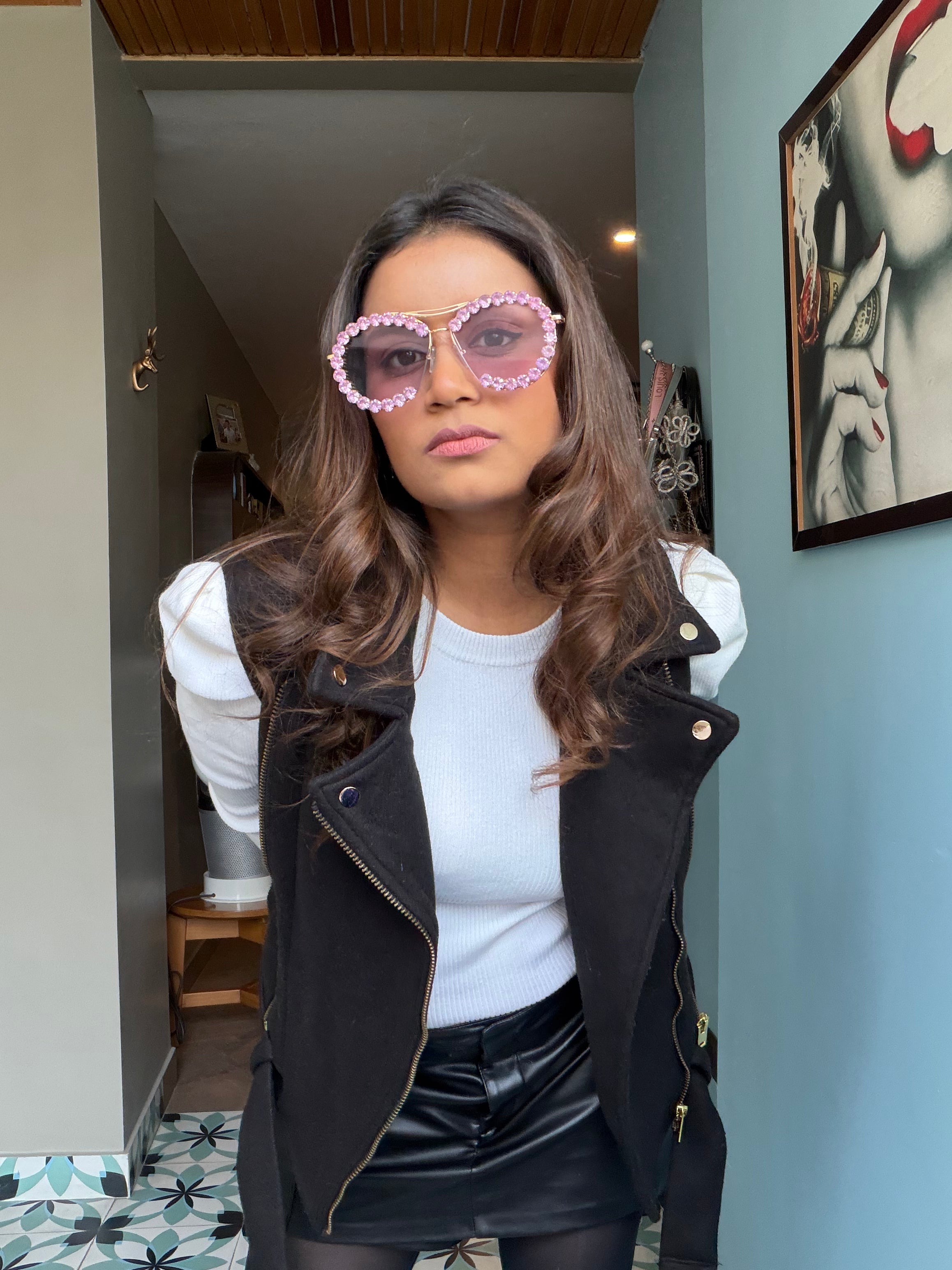 Shine Like a Moon – Trendy Stone Sunglasses for Women