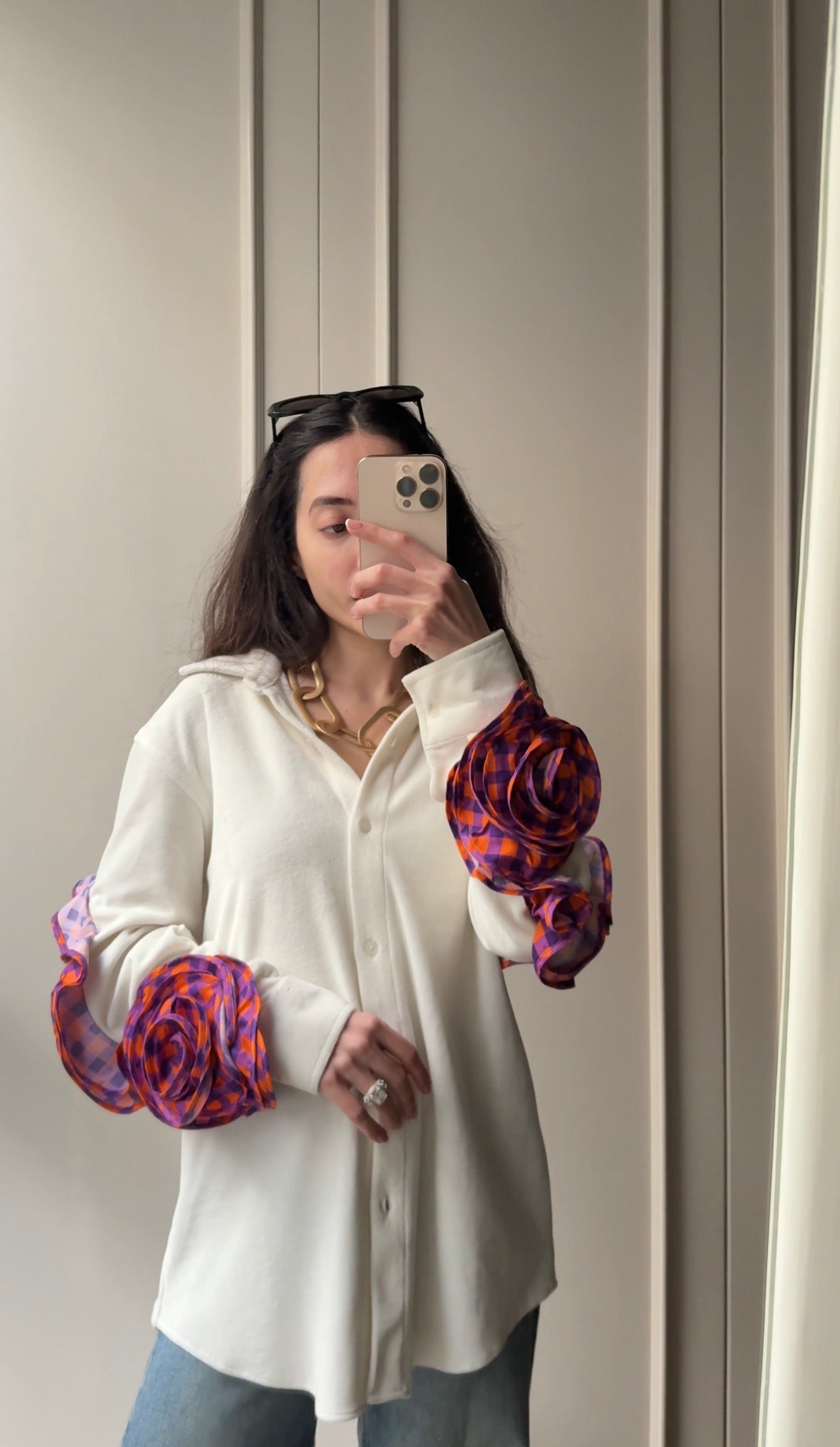 Flower On The Sleeves Full Sleeves – Elegant Floral Shirt Women