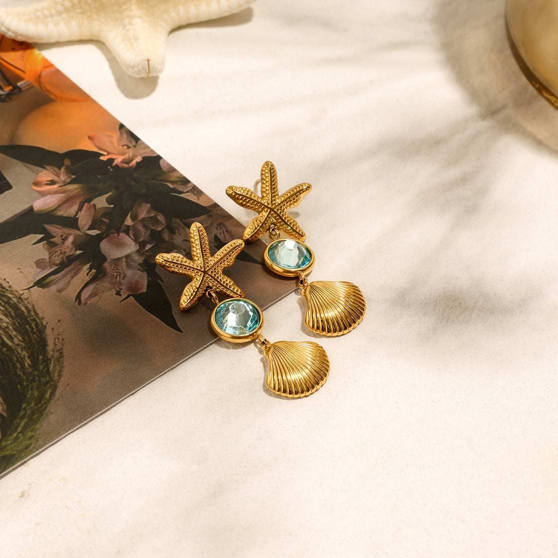 Fresh water - Starfish Earri ngs– Ocean Inspired Statement Earrings