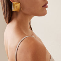 The RectGold Earrings – Gold Plated Statement Earrings for Women