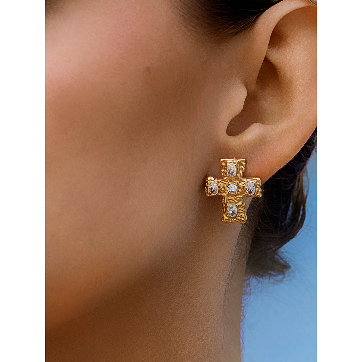 Jesus – Classic Sterling Silver Cross Earrings