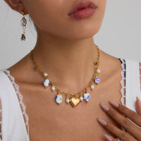 Heart Charm Necklace for Women – Gold Tone Charm Necklace