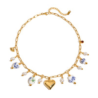 Heart Charm Necklace for Women – Gold Tone Charm Necklace