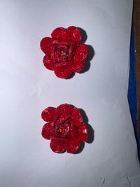 beaded red flower earrings