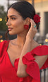 Senorita - Beaded Red Flower Earrings – Handcrafted Rose Statement Earrings