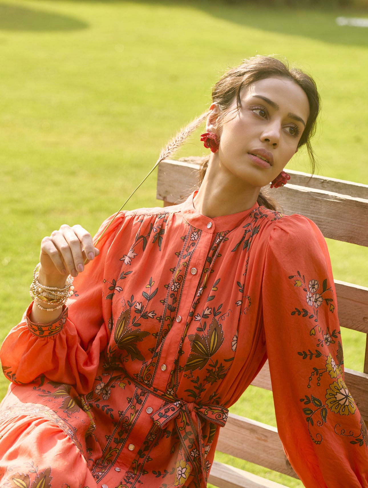 Senorita - Beaded Red Flower Earrings – Handcrafted Rose Statement Earrings