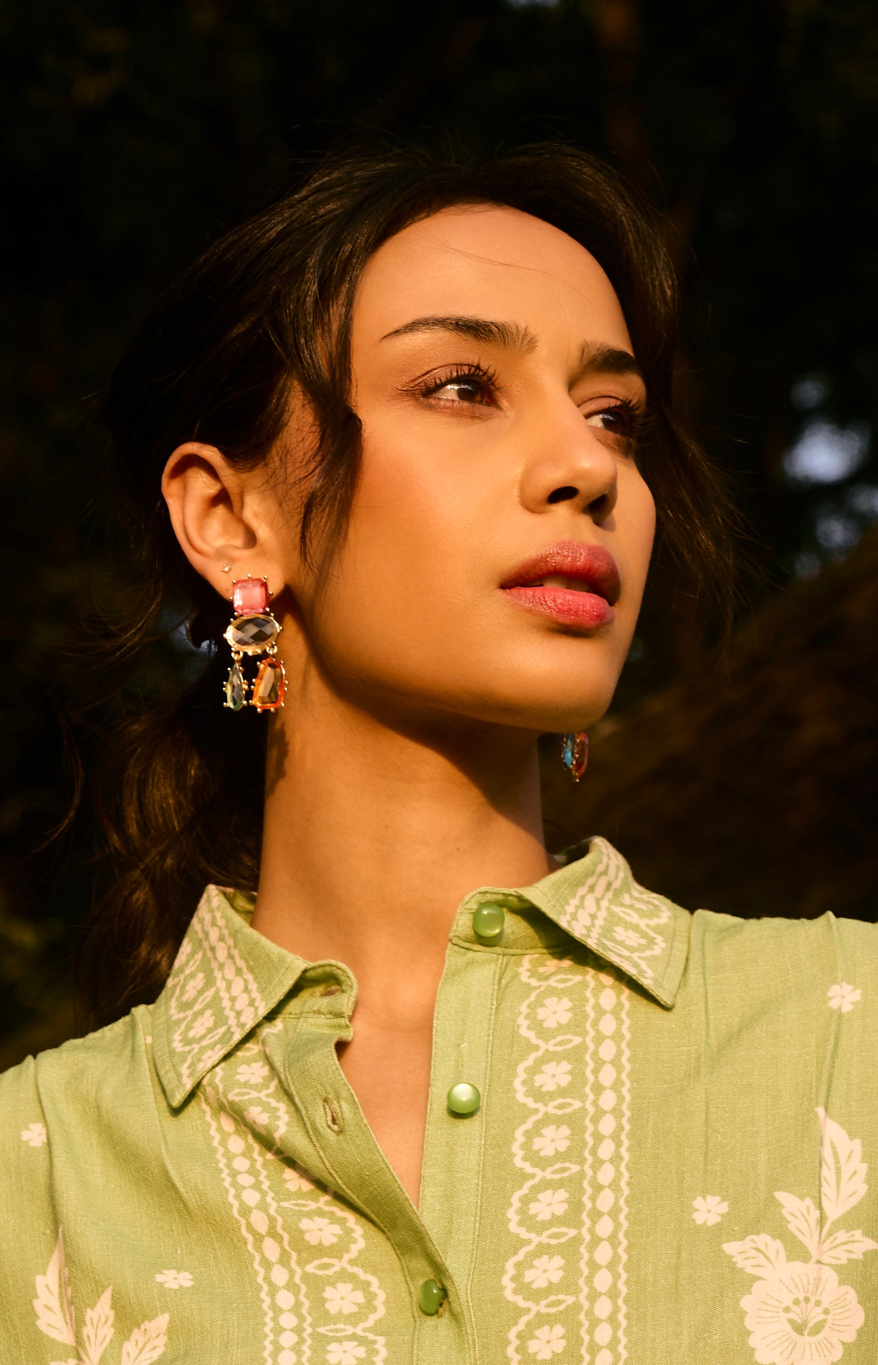 Rainbow Stones Earrings – Vibrant Multi Stone Statement Style
