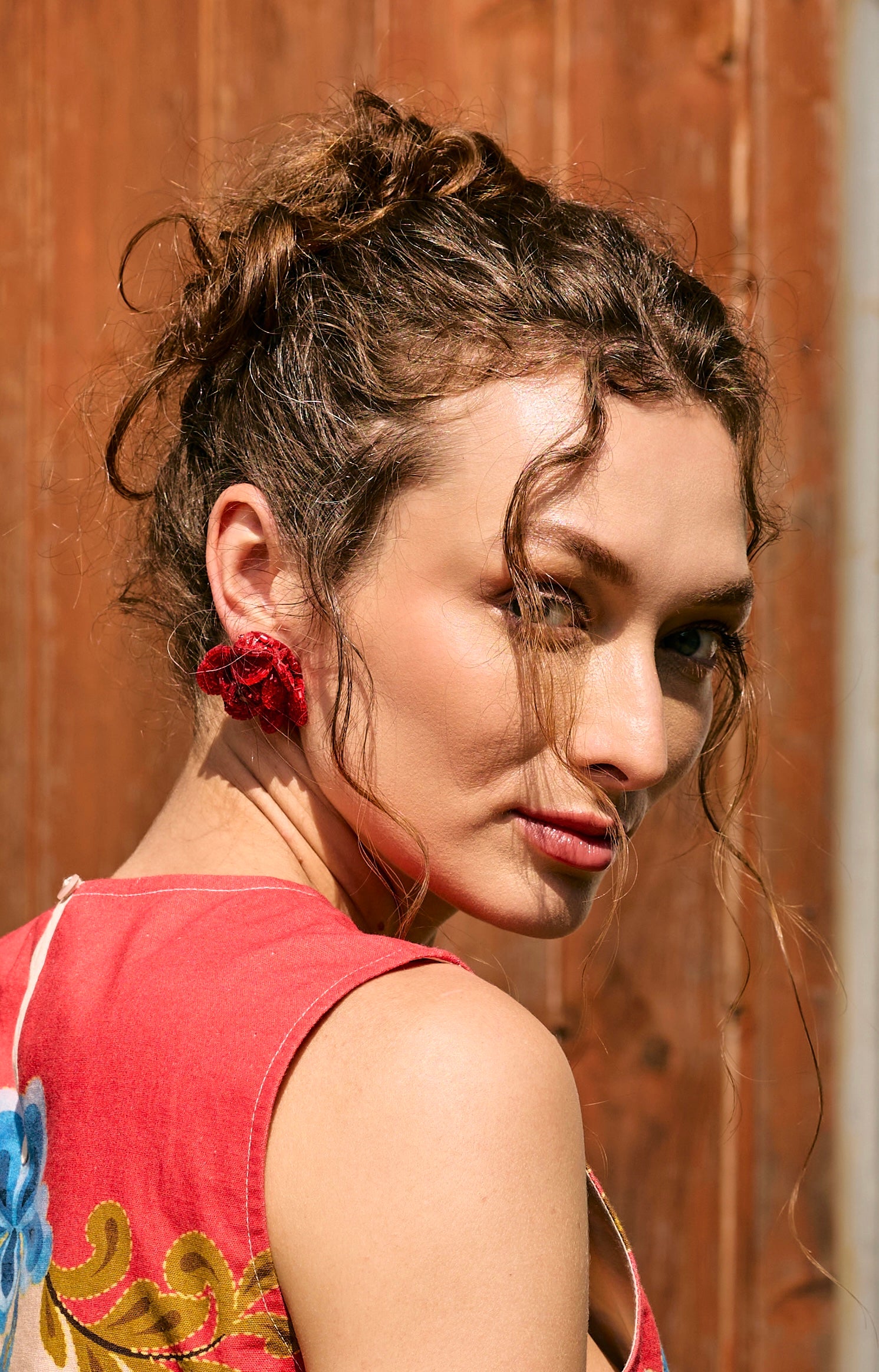 Senorita - Beaded Red Flower Earrings – Handcrafted Rose Statement Earrings