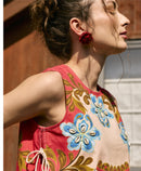 Senorita - Beaded Red Flower Earrings – Handcrafted Rose Statement Earrings