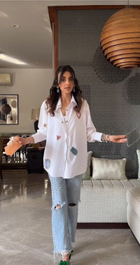 Geometric Shirt – Elegant Embroidered Shirt for Women