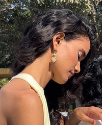 Vintage Heart Charm Hoop Earrings