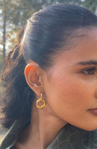 Geometric Hexagon Hoop Earrings