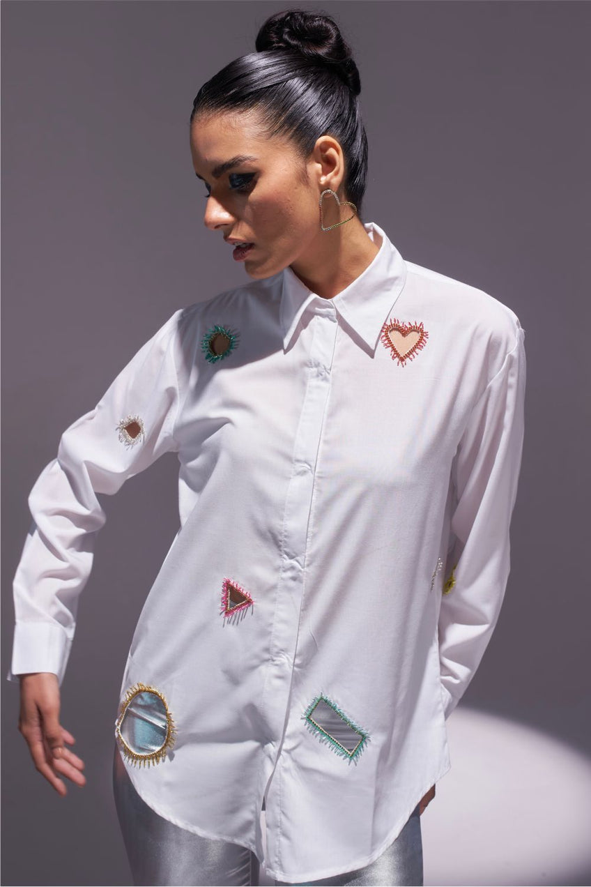Geometric Shirt – Elegant Embroidered Shirt for Women