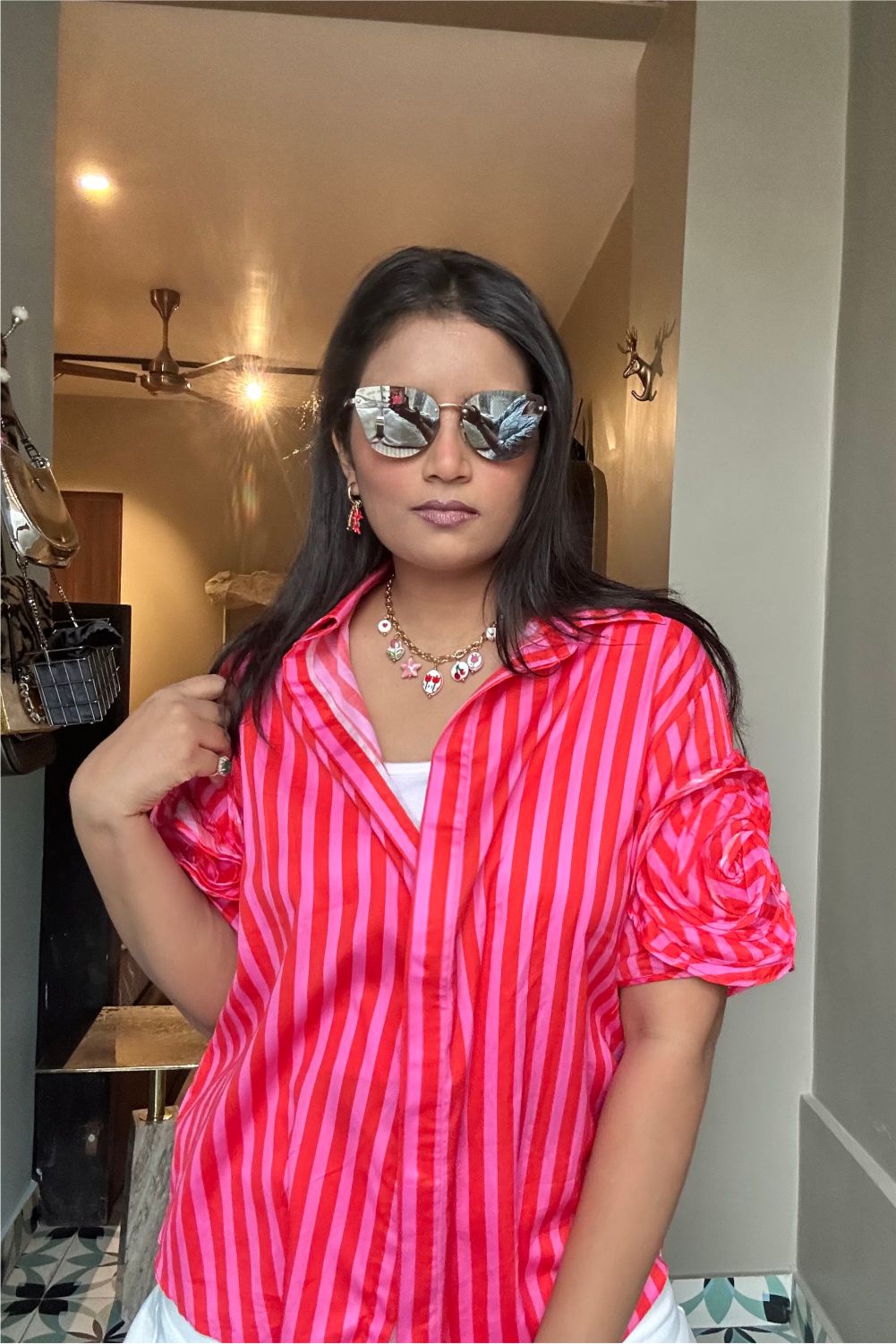 L / Red & Pink Stripe