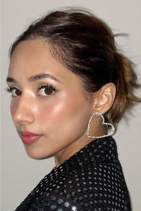 Silver sweetheart earrings big