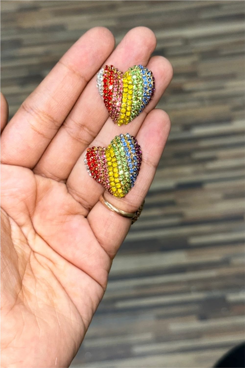Rainbow heart studs