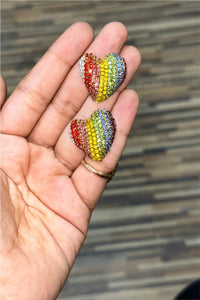 Rainbow heart studs