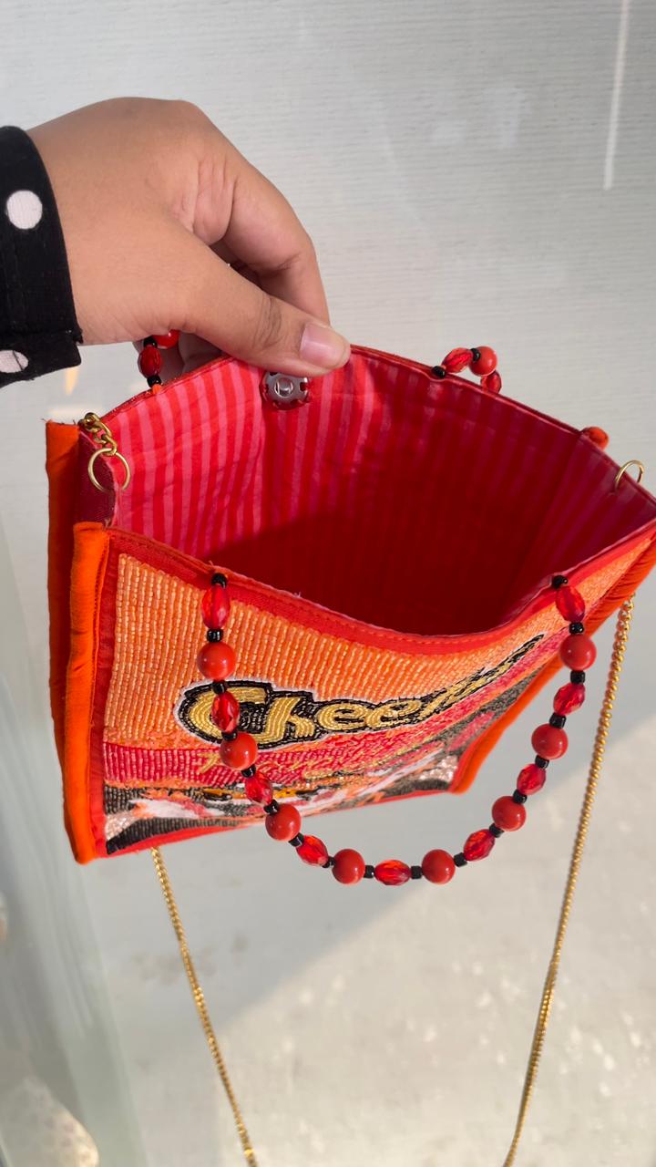 Cheetos Bag – Stylish Plush Bag & Beaded Pouch for Women