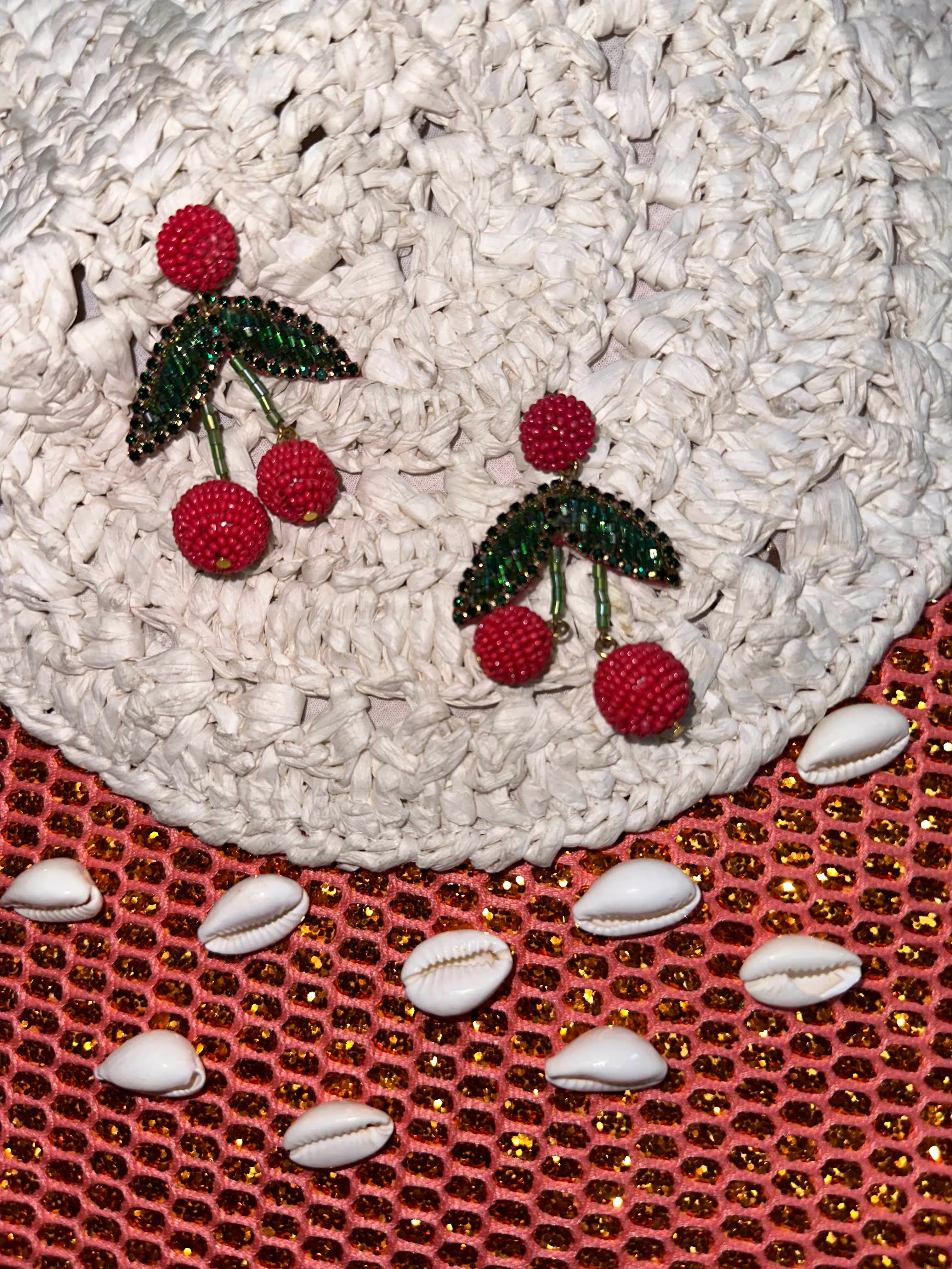 Cherry Blossom Beaded Cherry Dangler Earrings for Women