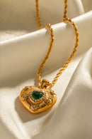 Emerald Heart Pendant – Elegant Gold Heart Necklace with Emerald Stone