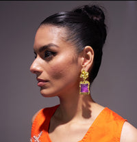 Royal Purple Frame Earrings