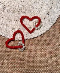 Red Heart Bead – Red Heart Dangler Earrings