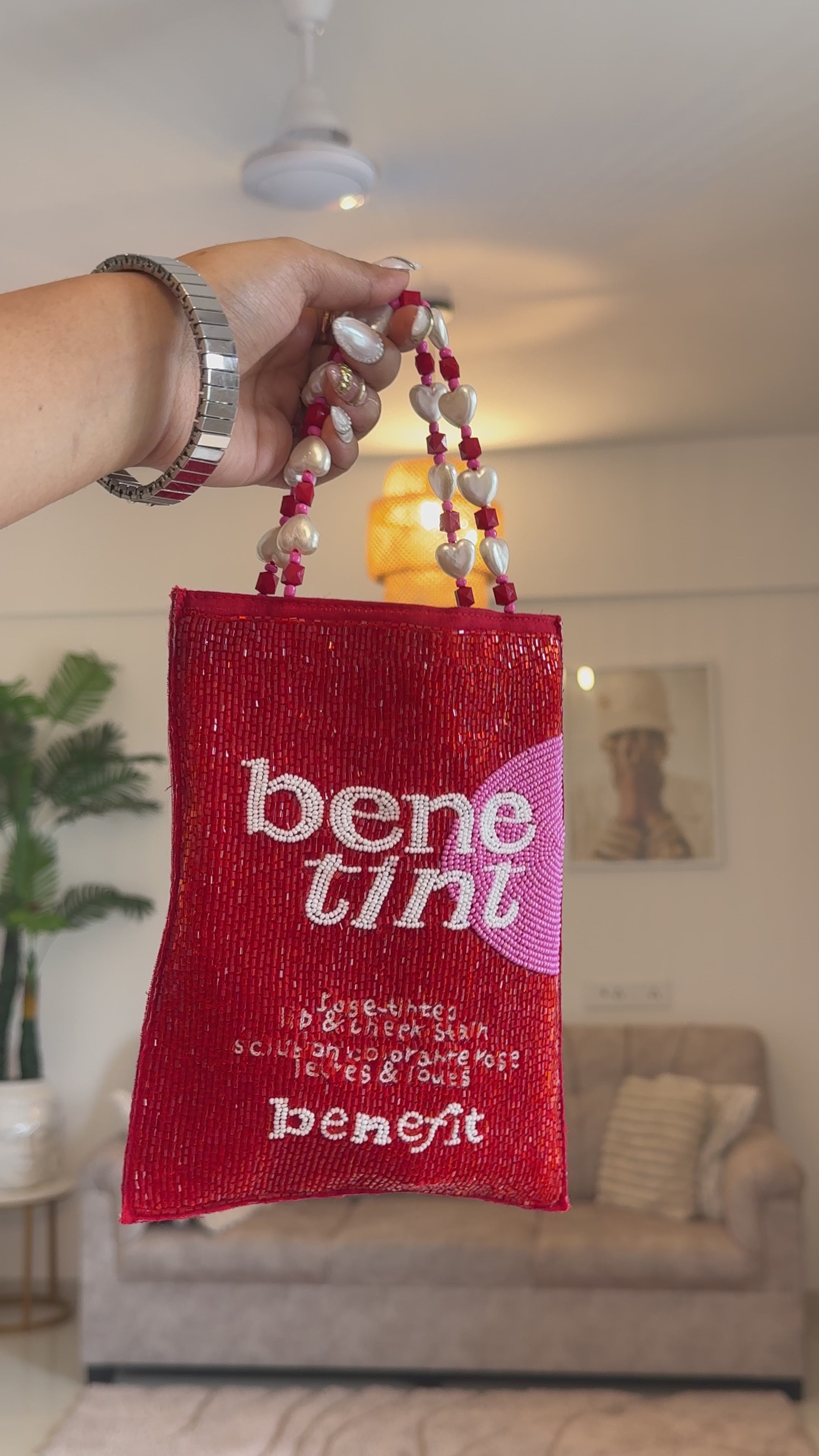 Benetint Bag – Elegant Red Beaded Purse for Women