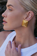 The RectGold Earrings – Gold Plated Statement Earrings for Women