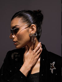 Just Go With The Bow Silver Earrings